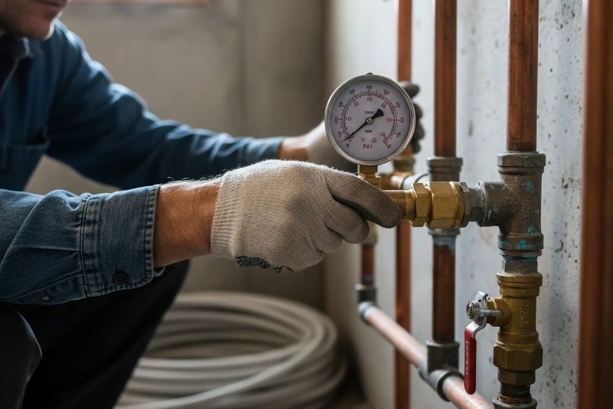 Pressure testing a repaired line during Water Line Repair in Finksburg